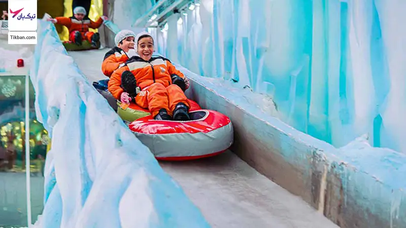سرسره های یخی و برفی در پارک برفی مشهد